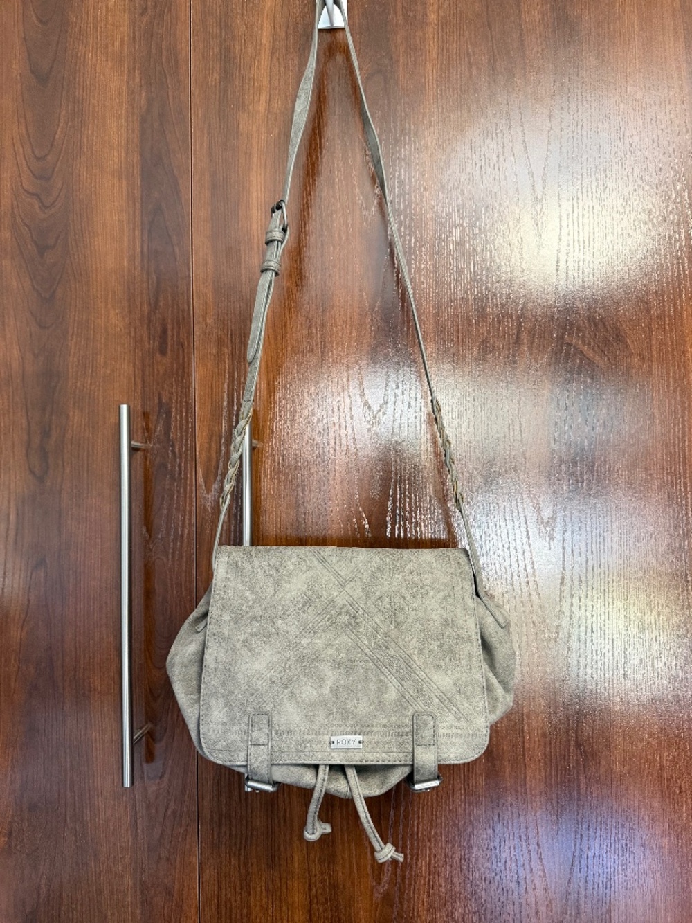 Roxy Crossbody Bag Boho Grey Faux Leather Messenger Shoulder Bag